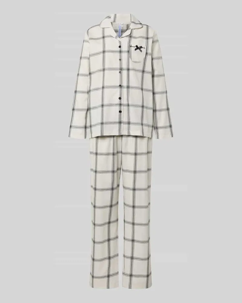 Louis & Louisa Pyjama aus Flanell mit Label-Stitching Modell 'Wohlfühl-Momente Beige