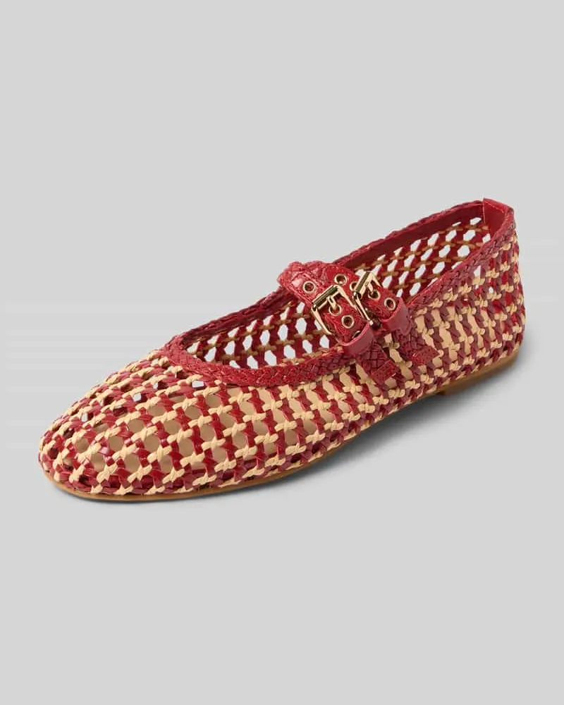 Inuovo Ballerinas aus Leder-Mix in Flecht-Optik Rot