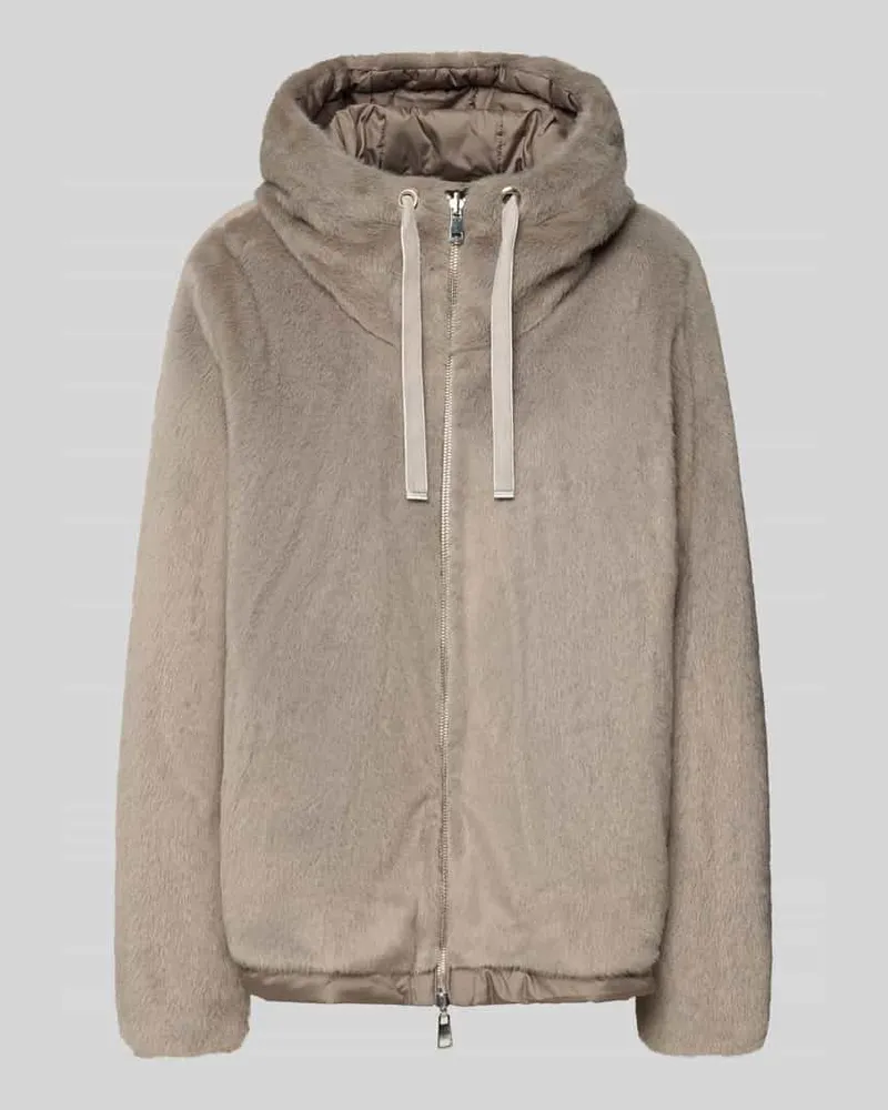White Label Jacke mit Kunstfellbesatz Taupe