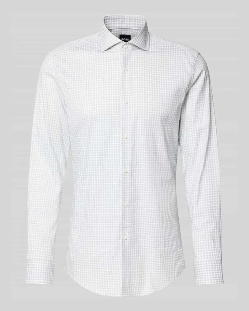 HUGO BOSS Slim Fit Businesshemd aus Baumwoll-Mix Modell 'H-HANK-SP Gruen
