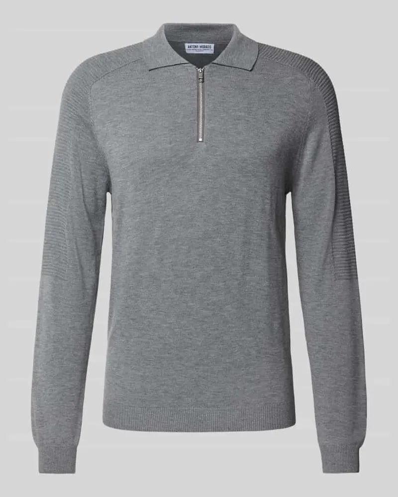 Antony Morato Strickpullover mit Polokragen Mittelgrau