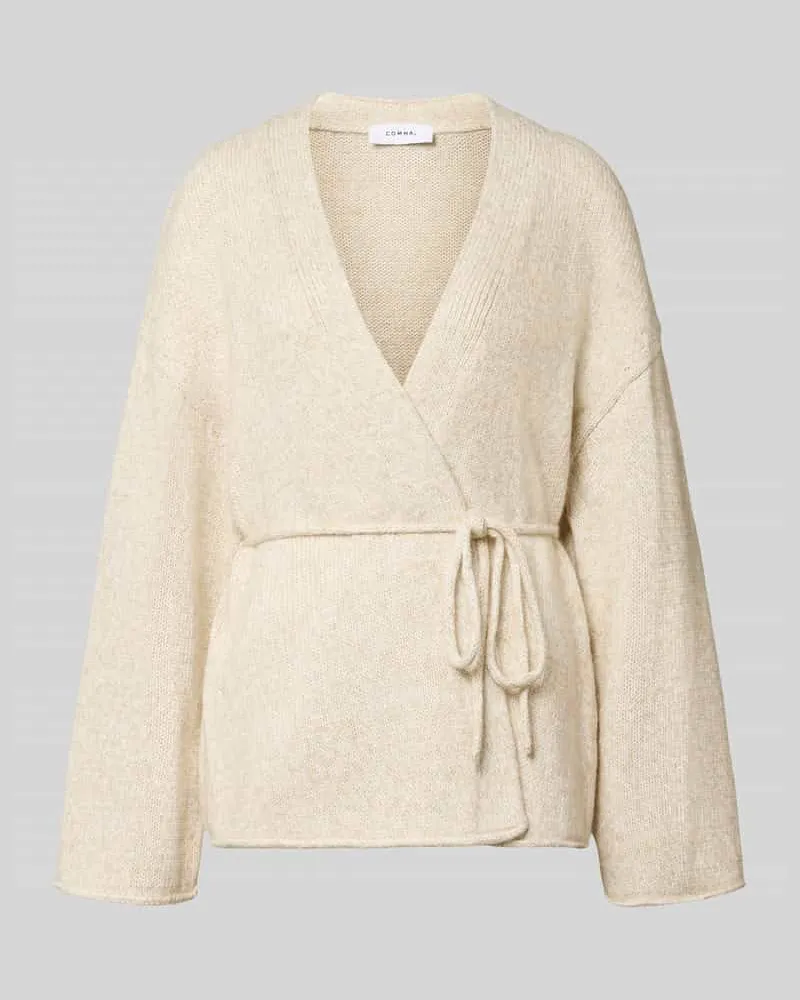 COMMA Relaxed Fit Strickjacke aus Baumwoll-Mix mit Woll-Anteil Offwhite