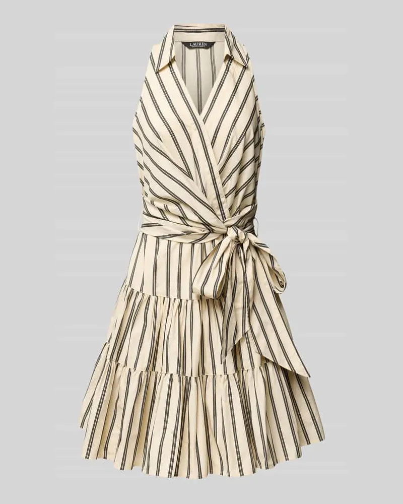 Ralph Lauren Knielanges Kleid im Stufen-Look mit Umlegekragen Sand