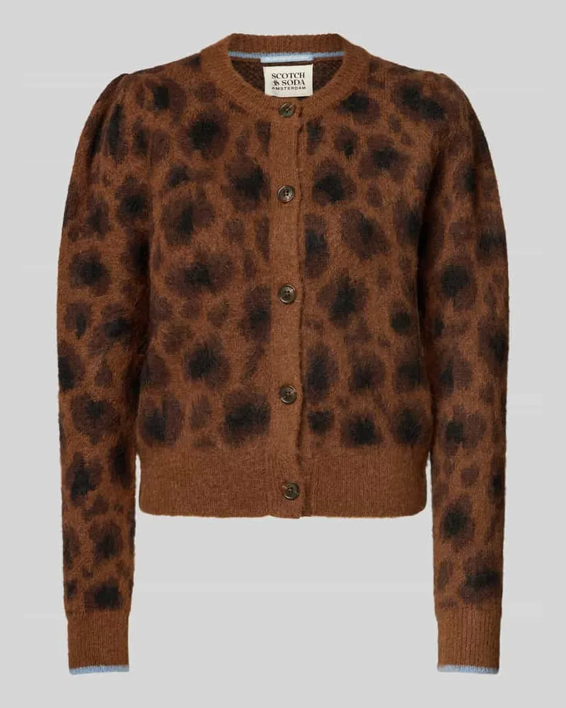 Scotch&Soda Strickjacke mit Rundhalsausschnitt und Knopfleiste Mittelbraun