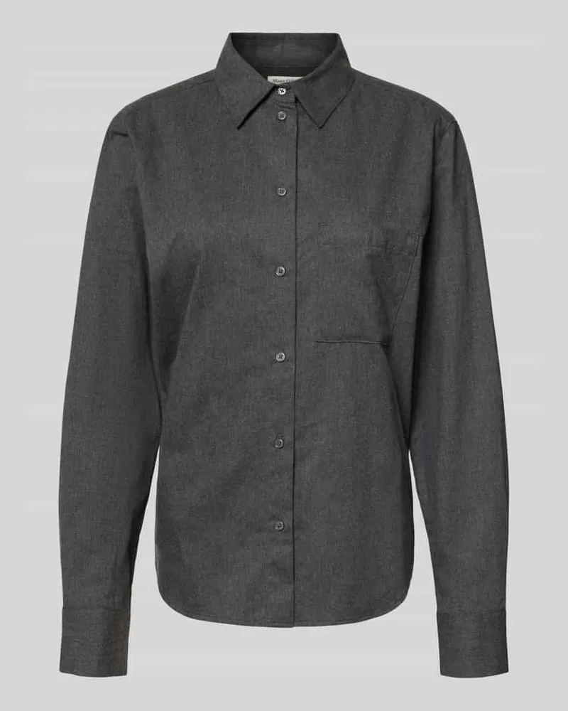 Marc O'Polo Regular Fit Hemdbluse aus reiner Baumwolle Dunkelgrau