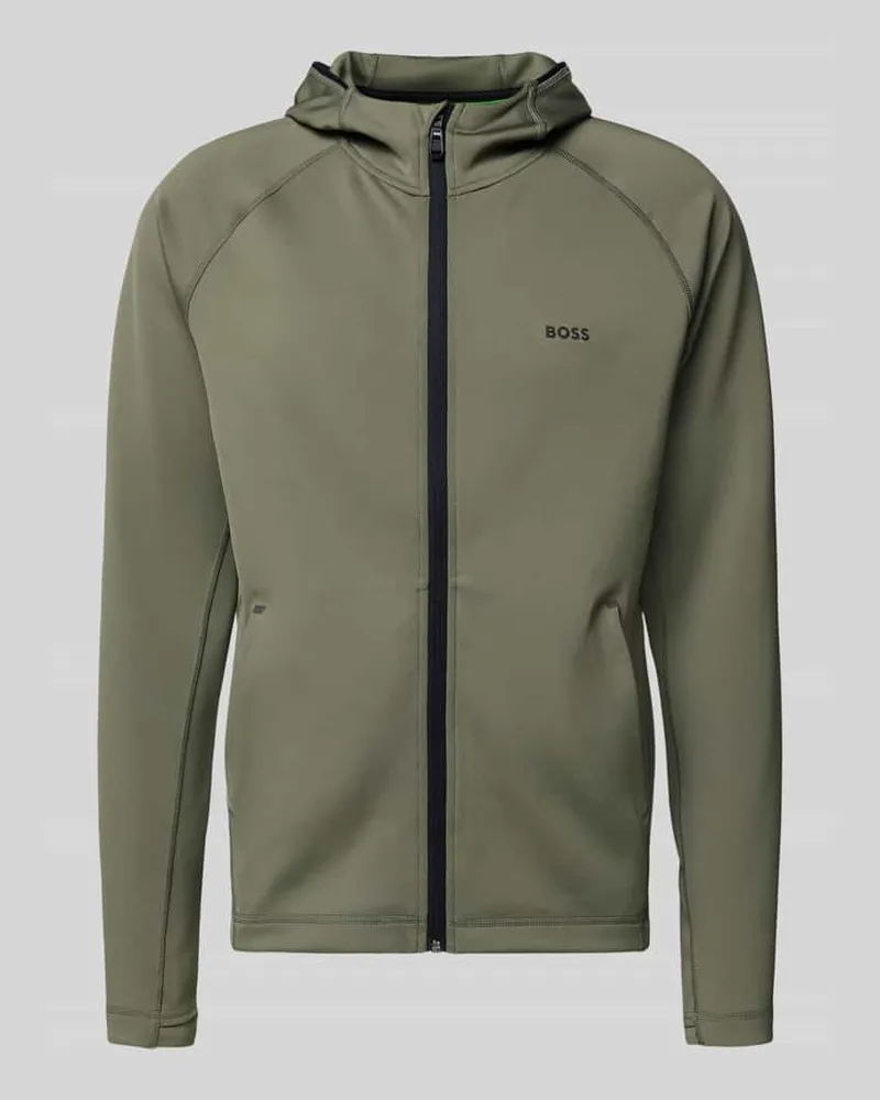 HUGO BOSS Regular Fit Trainingsjacke aus schnell trocknendem Gewebe Modell 'SICON ACTIVE Oliv