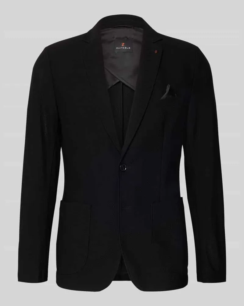 Zuitable Regular Fit Anzugjacke mit Strukturmuster Modell 'Bob Black