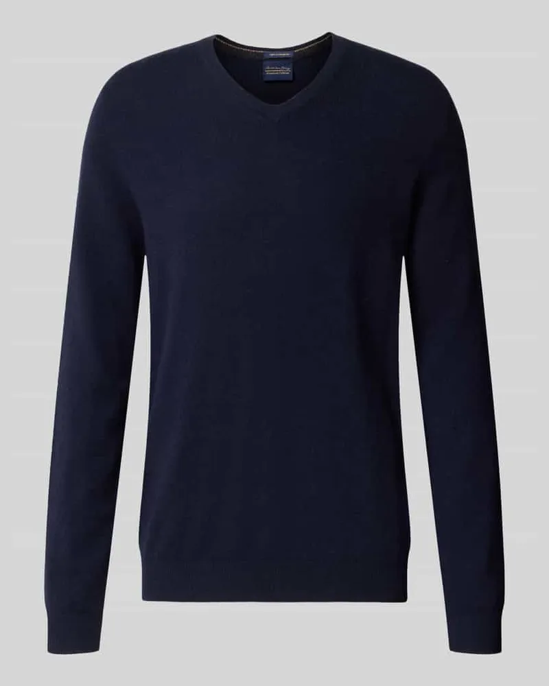 Christian Berg Strickpullover aus Kaschmir mit V-Ausschnitt Marine