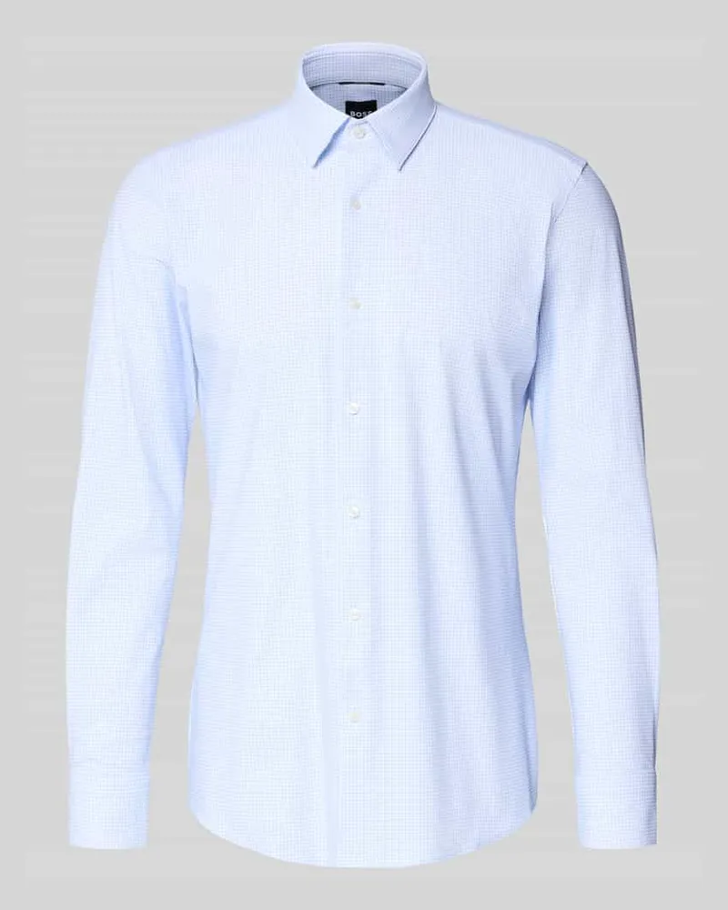 HUGO BOSS Slim Fit Businesshemd mit Allover-Muster Modell 'HANK Bleu