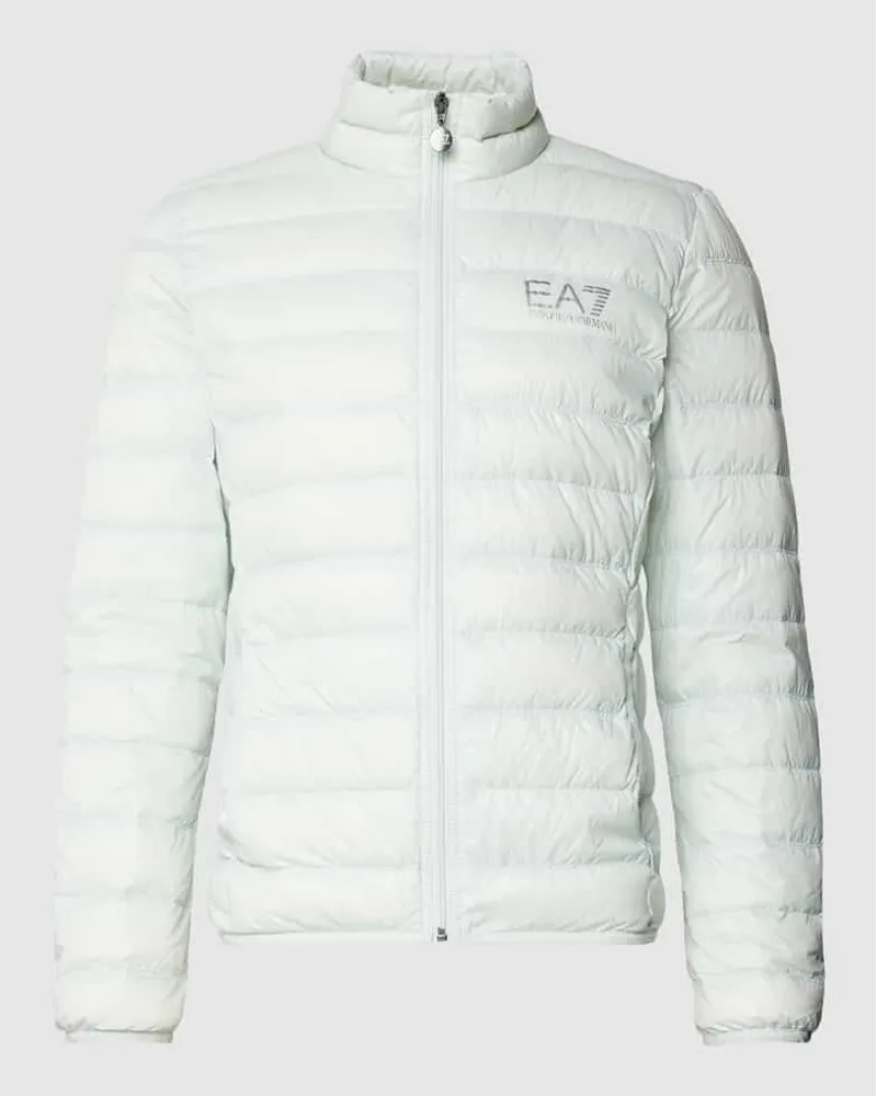 EA7 Daunenjacke mit Label-Print Weiss