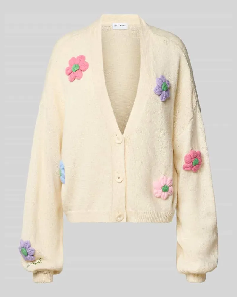 OH APRIL Strickjacke mit Knopfleiste Modell 'Harriet Offwhite