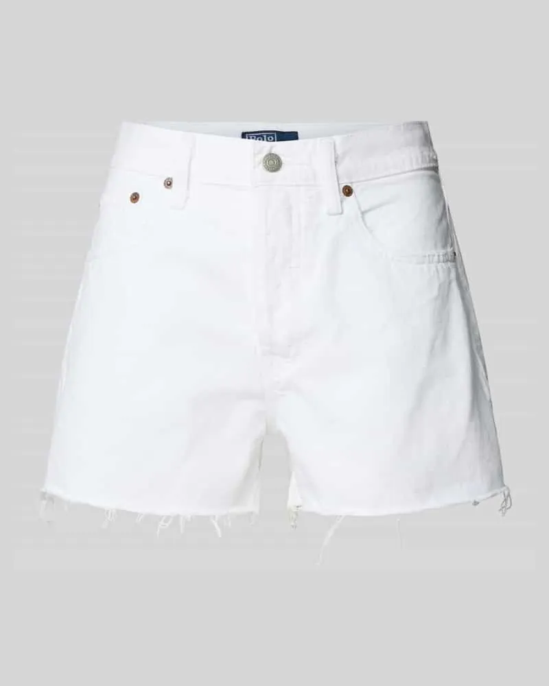 Ralph Lauren Regular Fit Jeansshorts mit Fransen Weiss