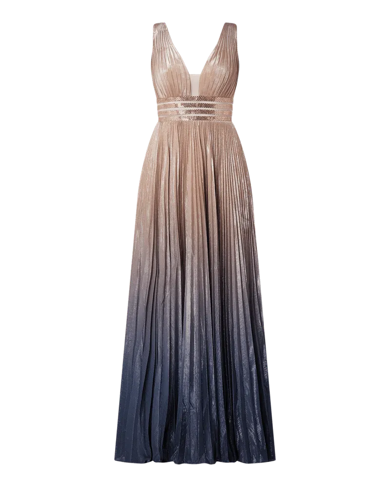 LUXUAR Abendkleid mit Plisseefalten und Ombré Metallic