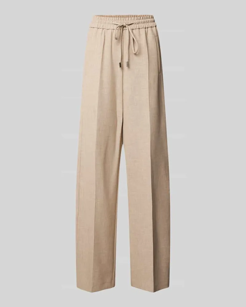 HUGO BOSS Wide Leg Stoffhose mit Bügelfalten Modell 'Tamaya Beige