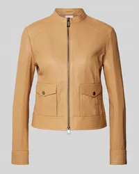 Marc Cain Lederjacke mit Zweiwege-Reißverschluss Camel