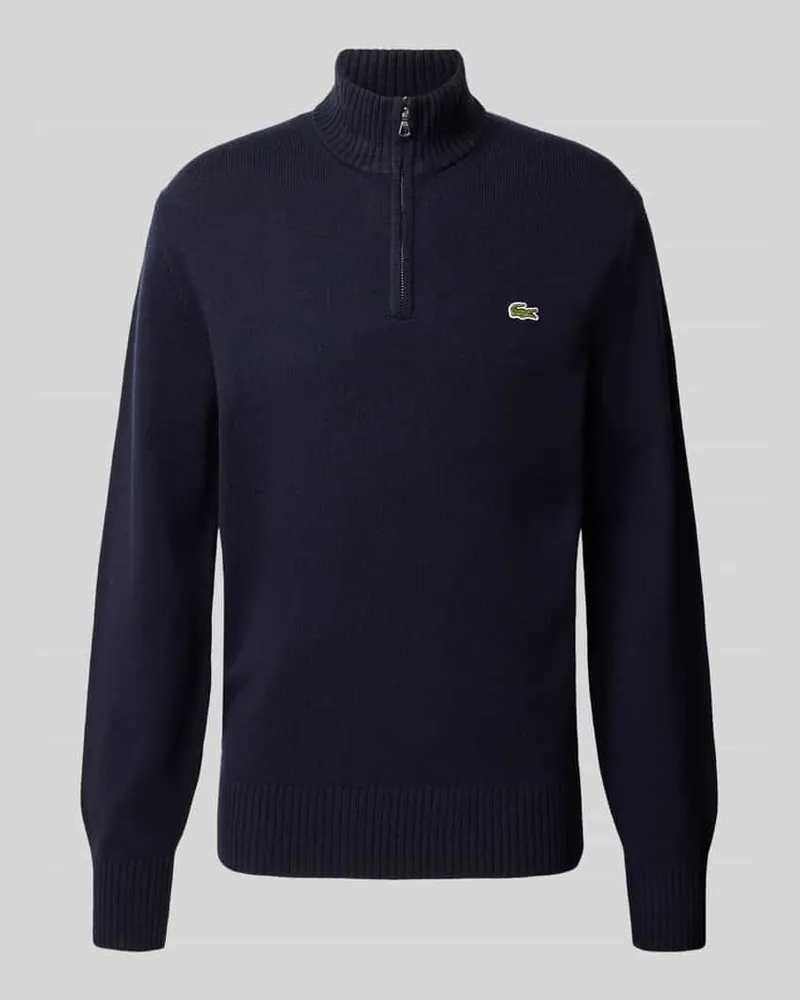 Lacoste Troyer aus Wolle mit Logo-Patch Dunkelblau