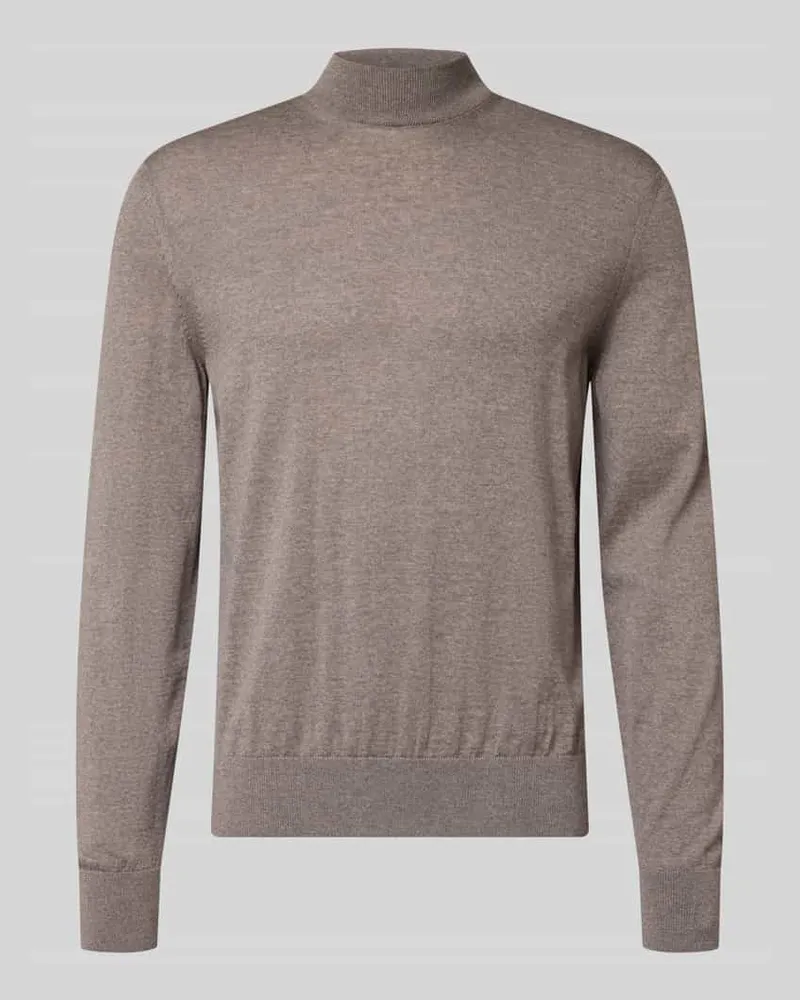 HUGO BOSS Regular Fit Pullover aus reiner Schurwolle Modell 'Bjarno Beige