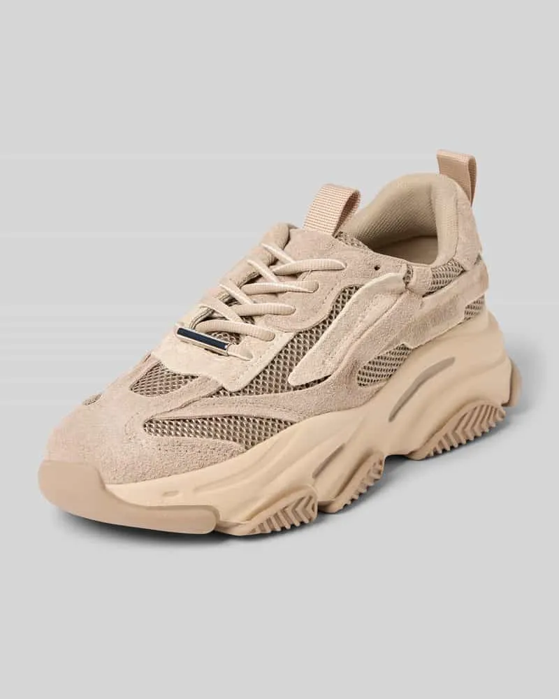 Steve Madden Sneaker aus Leder-Mix mit Logo-Print Modell 'Possession Taupe