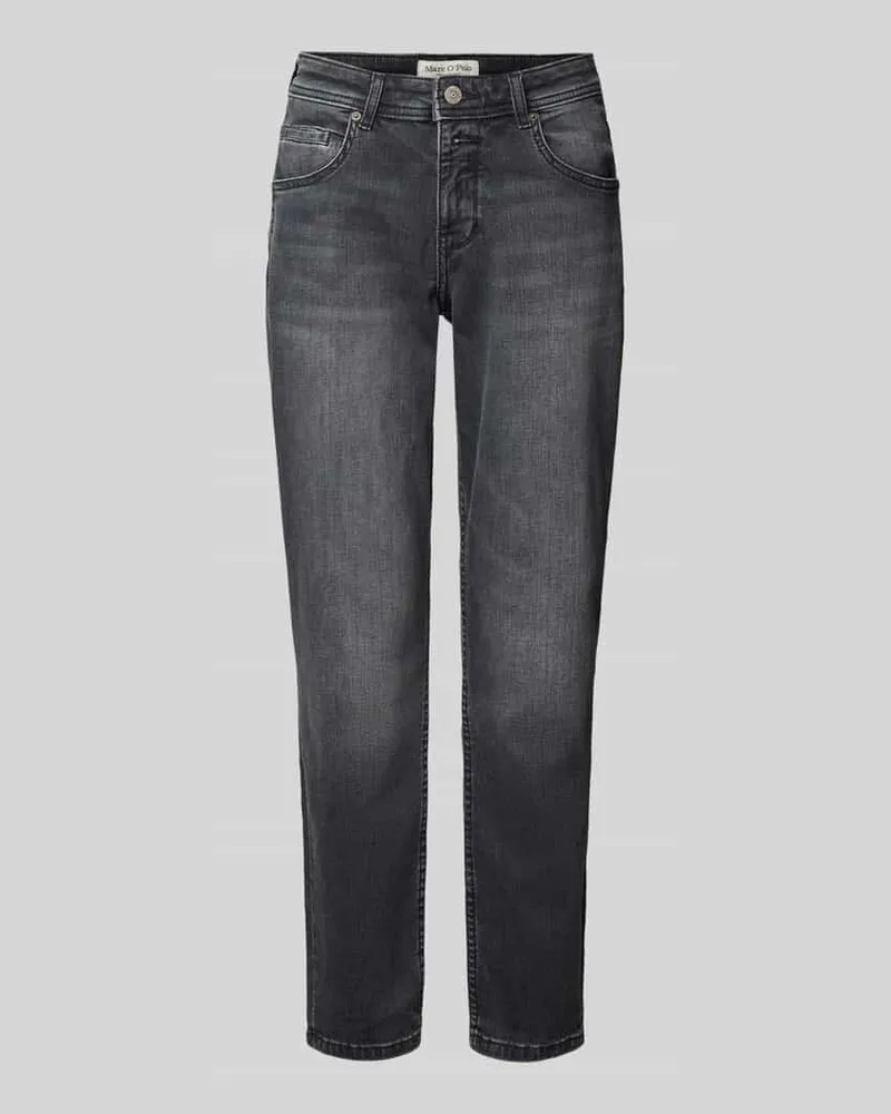 Marc O'Polo Mid Waist Boyfriend Jeans aus Baumwoll-Mix Modell 'THEDA Anthrazit