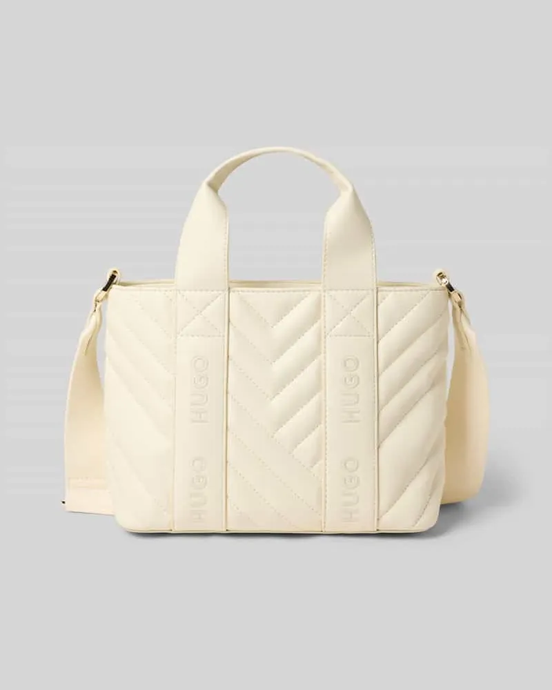 HUGO BOSS Henkeltasche mit abnehmbarem Schulterriemen Modell 'BECKY QL_TOTE MINI Ecru
