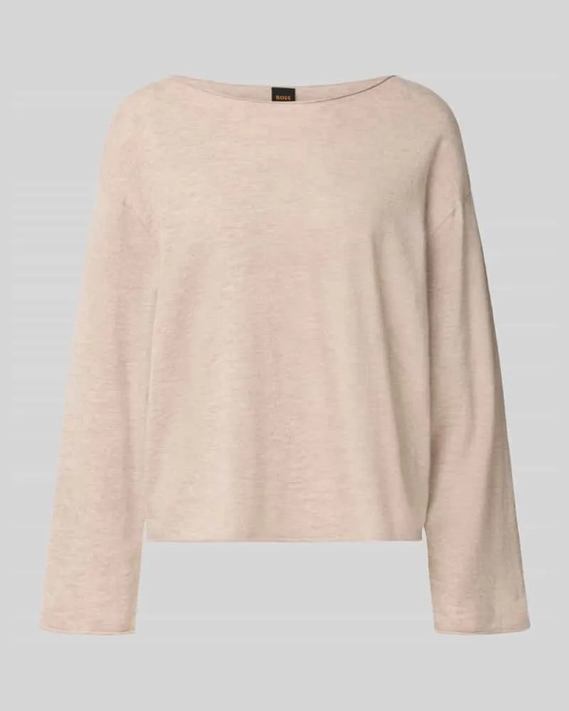 HUGO BOSS Regular Fit Pullover aus Kaschmir-Schurwoll-Mix Modell 'C_Faprosa Sand