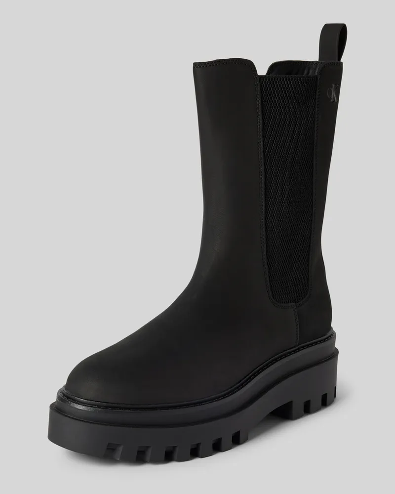 Calvin Klein Boots aus Leder mit elastischen Einsätzen Black