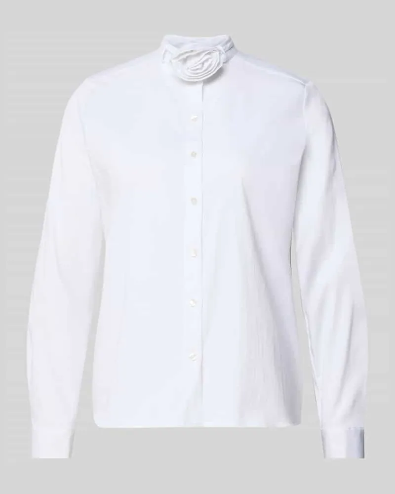 Milano Italy Regular Fit Hemdbluse mit floraler Applikation Weiss