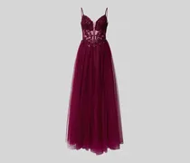 Regular Fit Abendkleid mit floralem Spitzenbesatz
