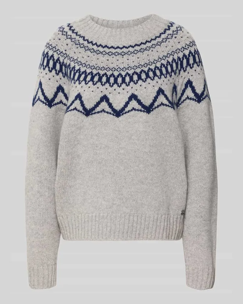 Fynch-Hatton Relaxed Fit Pullover aus reiner Wolle in Strick-Optik Hellgrau