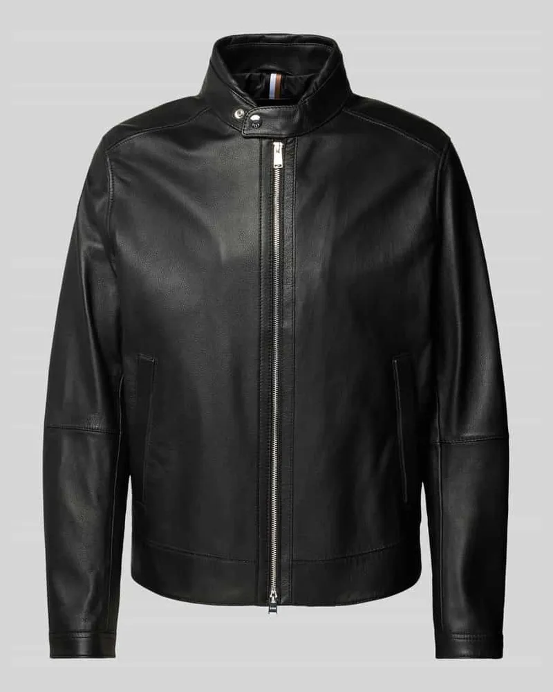 HUGO BOSS Lederjacke mit Zweiwege-Reißverschluss Modell 'MANSELL Black