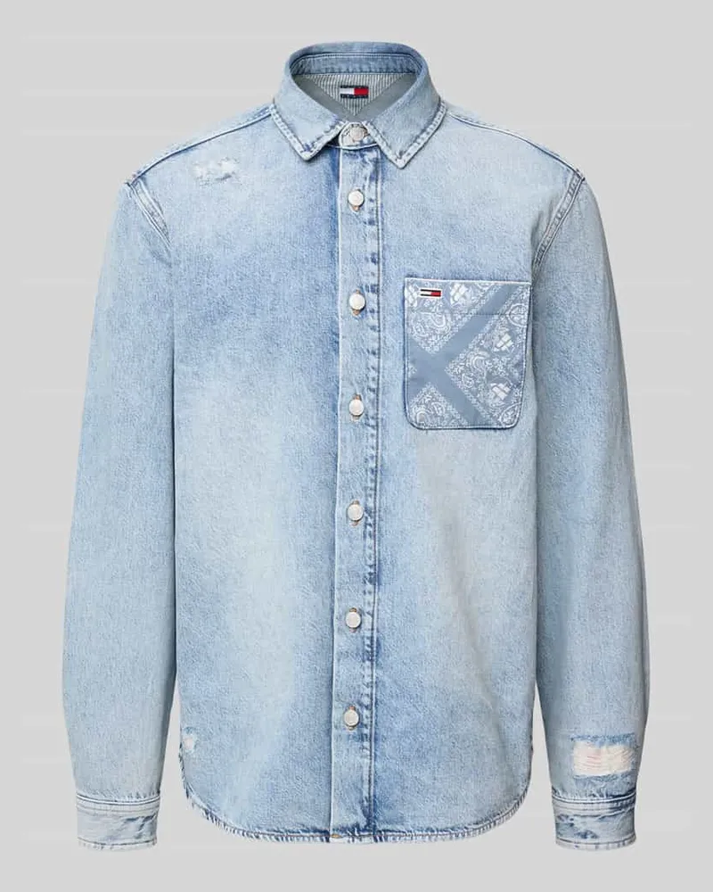 Tommy Hilfiger Regular Fit Jeanshemd aus reiner Baumwolle Hellblau