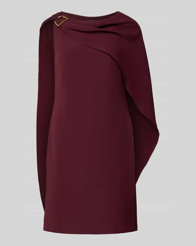 Ralph Lauren Tailliertes Cocktailkleid mit Umhang Dunkelrot
