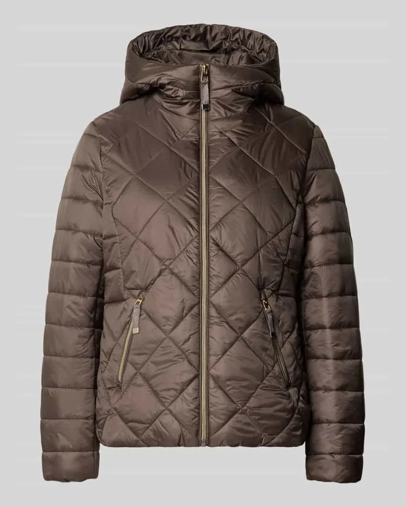 Christian Berg Jacke mit Kapuze und Reißverschlusstaschen Kitt