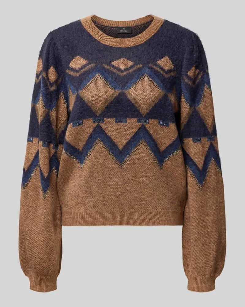 monari Relaxed Fit Strickpullover mit Woll-Anteil Cognac