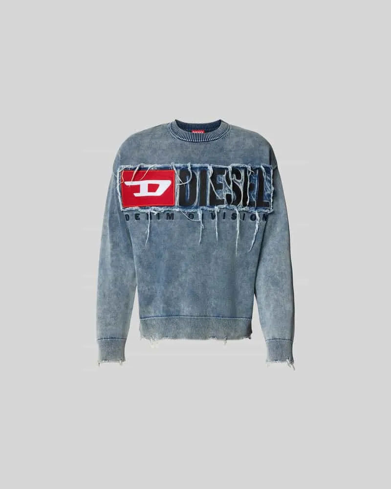 Diesel Sweatshirt mit gerippten Abschlüssen Blau