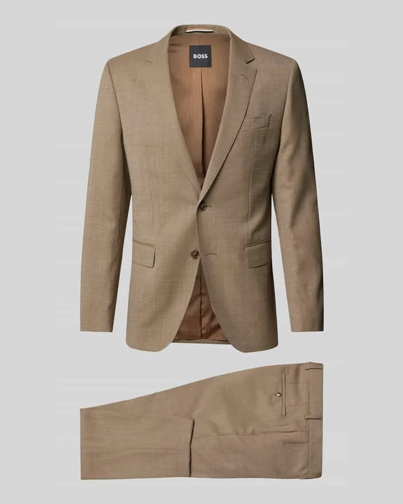 HUGO BOSS Slim Fit Anzug mit Brustleistentasche Modell 'Huge Mittelbraun