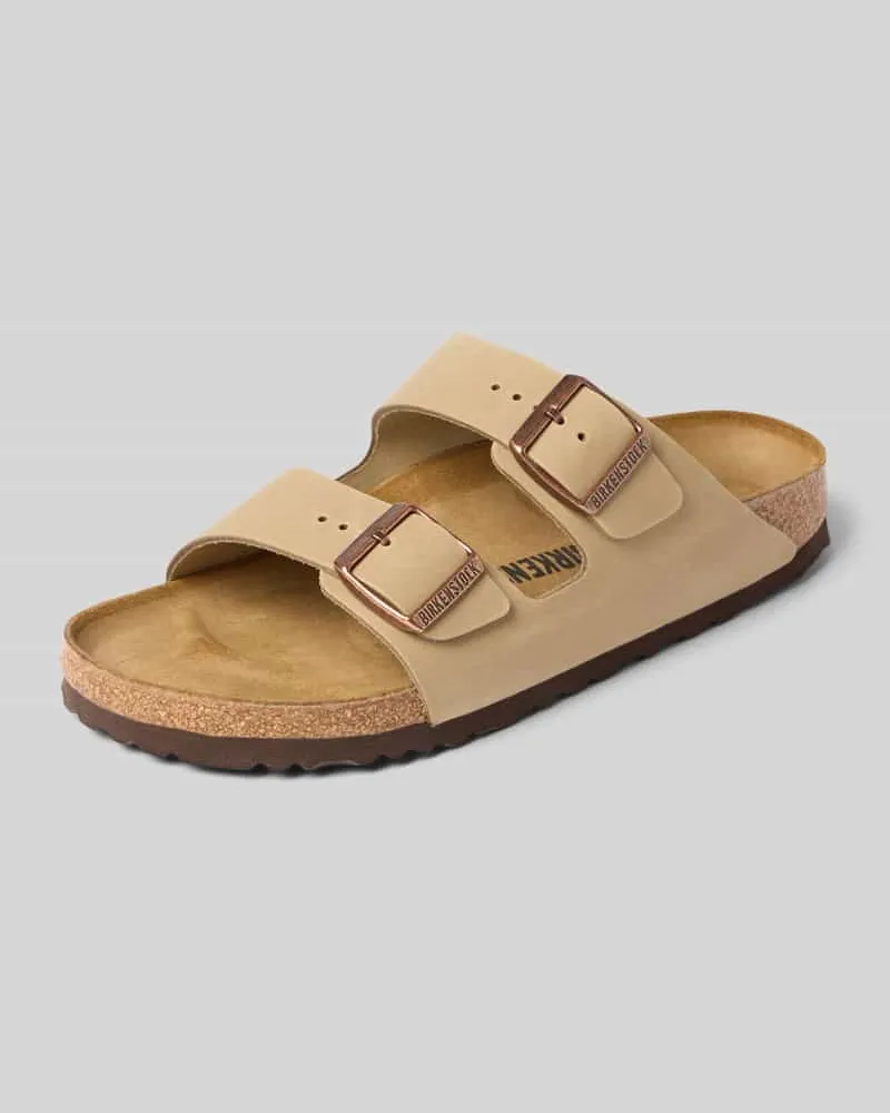 Birkenstock Slides aus echtem Leder Modell 'ARIZONA Hellbraun
