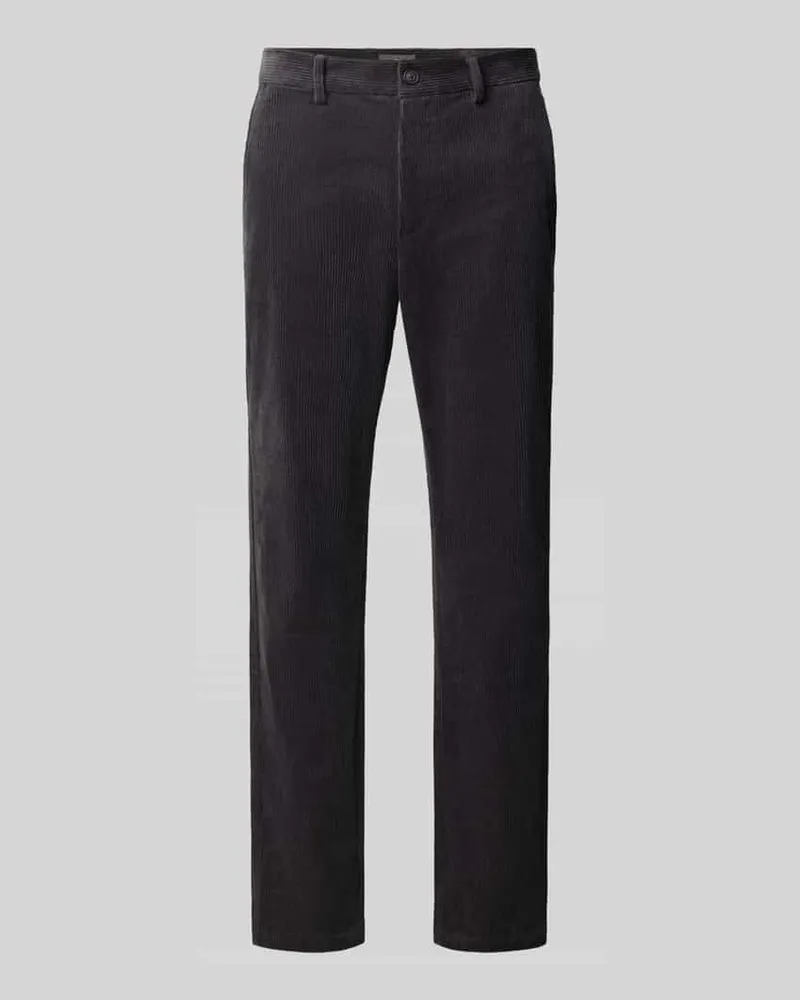 Fynch-Hatton Straight Fit Stoffhose in Cord-Optik Anthrazit