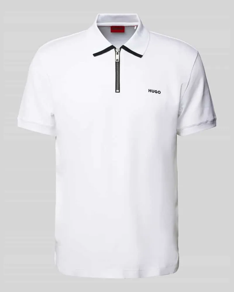 HUGO BOSS Straight Fit Poloshirt mit Kontraststreifen Modell 'Dalomino Weiss