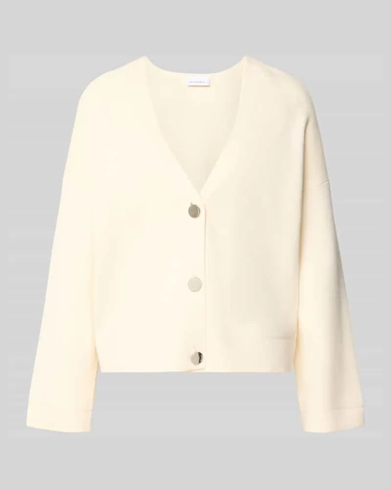 COMMA Strickjacke aus Viskose-Mix mit V-Ausschnitt Offwhite