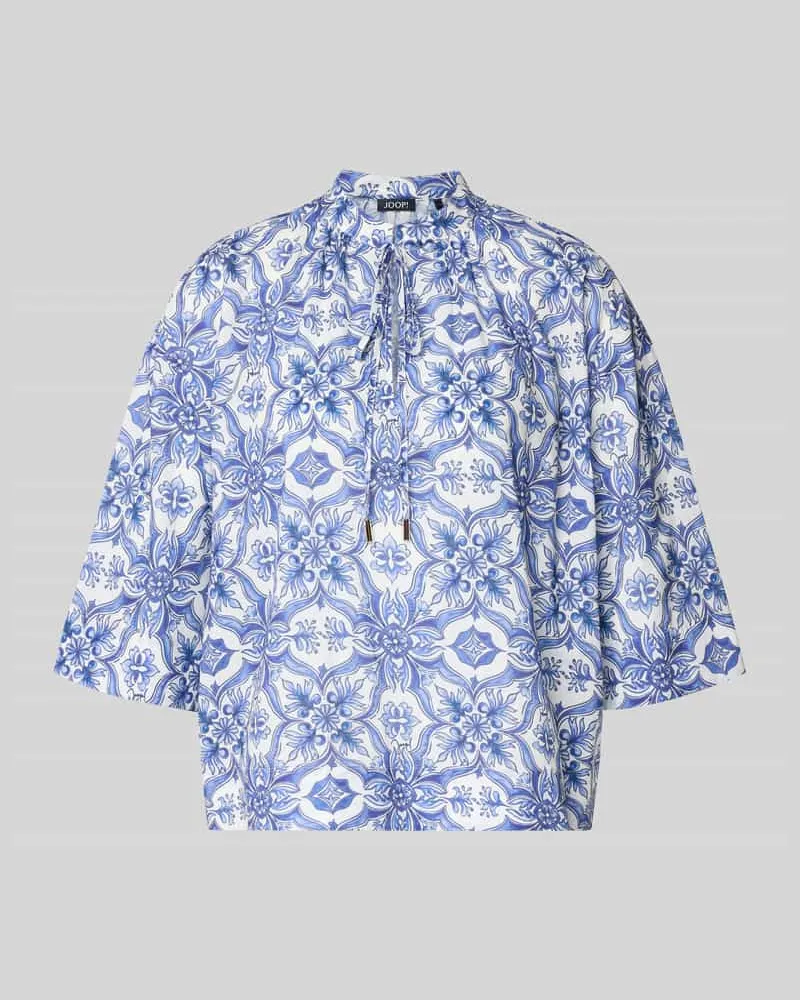 JOOP! Regular Fit Bluse mit Schlüsselloch-Ausschnitt Modell 'Beyda Blau