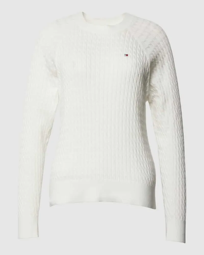 Tommy Hilfiger Strickpullover mit Zopfmuster Ecru