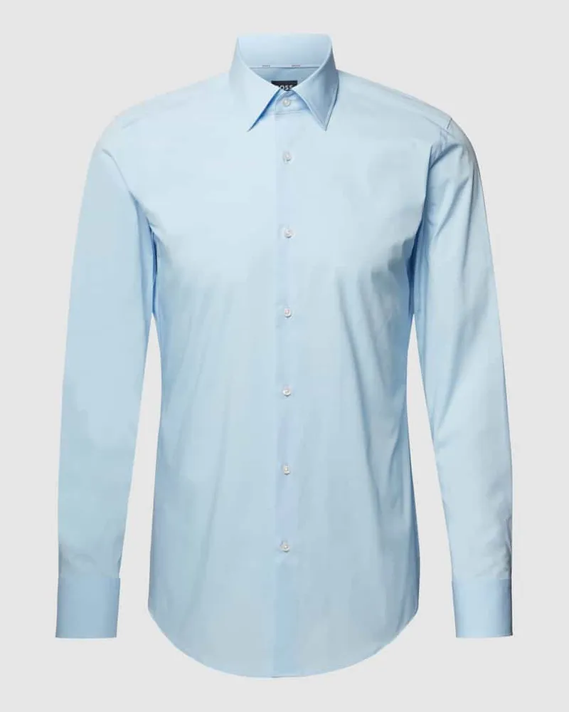 HUGO BOSS Slim Fit Businesshemd aus Popeline mit Stretch-Anteil Hellblau
