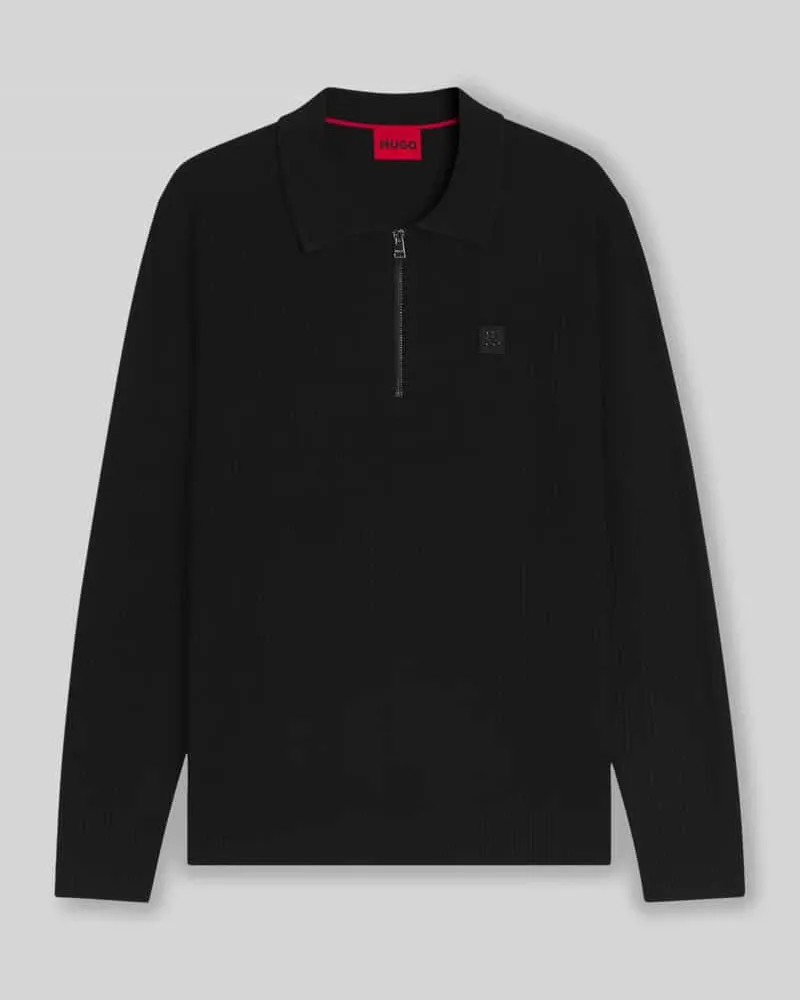 HUGO BOSS Regular Fit Strickpullover aus Viskose-Mix Modell 'SASTORO Black