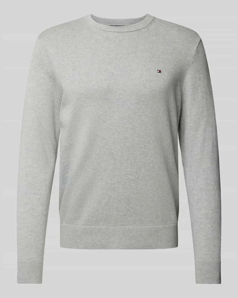 Tommy Hilfiger Regular Fit Strickpullover aus Baumwoll-Kaschmir-Mix Modell 'PIMA Hellgrau