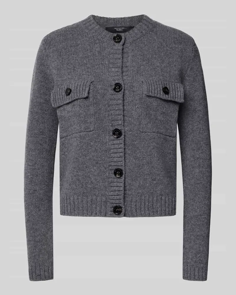 Max Mara Regular Fit Strickjacke aus reiner Schurwolle Modell 'OLBIA Anthrazit