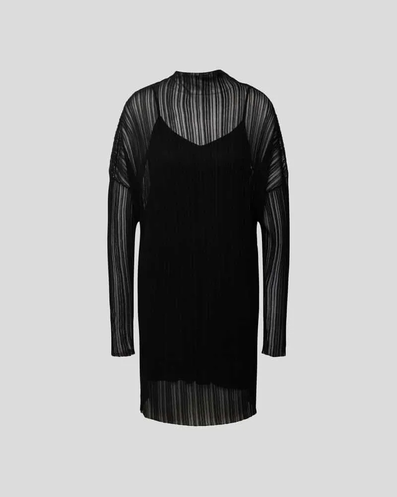 Anine Bing Minikleid mit semitransparentem Besatz Black