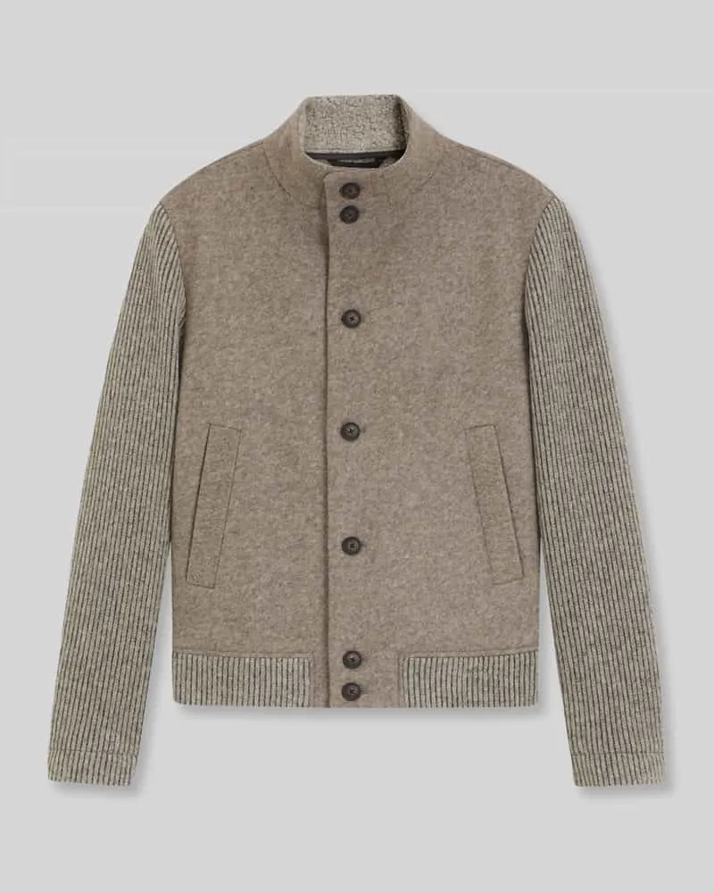 HUGO BOSS Regular Fit Bomberjacke mit Woll-Anteil Model 'Charly Beige