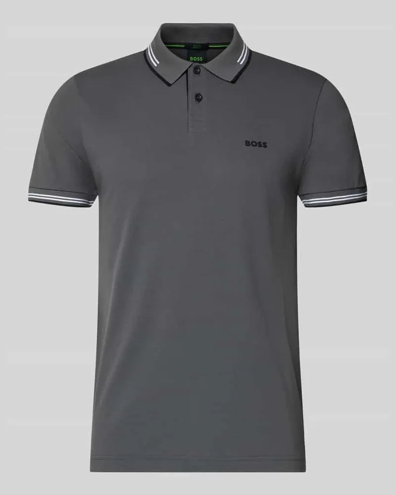 HUGO BOSS Slim Fit Poloshirt aus reiner Baumwolle Modell 'PAUL Mittelgrau