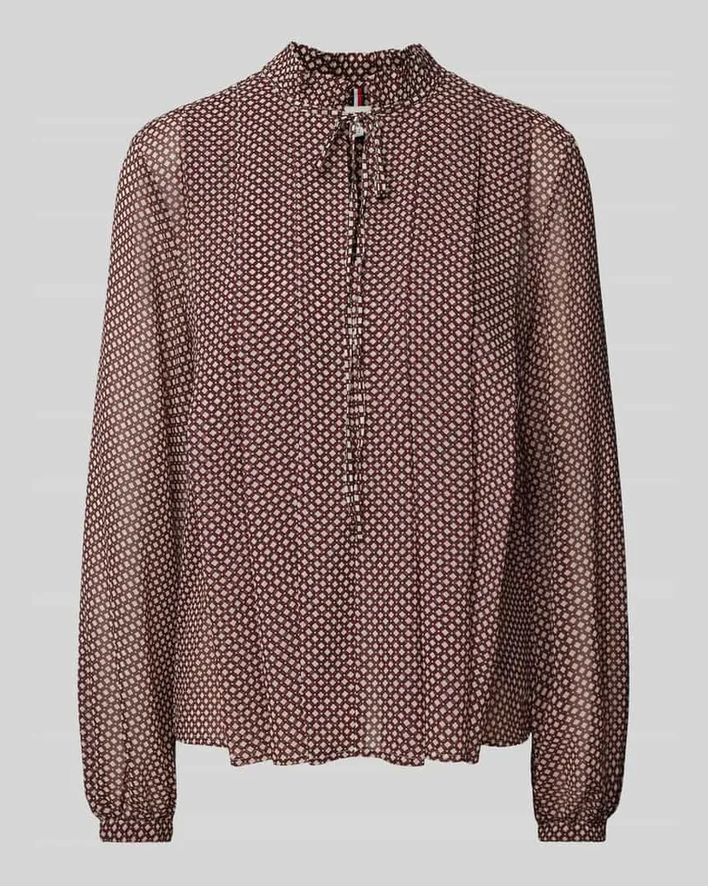 Tommy Hilfiger Regular Fit Blusenshirt mit Schlüsselloch-Ausschnitt Rot